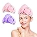Hair Towel Wrap Turban, Microfiber Drying Bath Shower Head Wrap Towel with Buttons, Quick Magic Dryer, Dry Hair Hat Wrapped Bath Dry Cap, Super Absorbent (2 Pack)