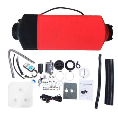 TABODD New 12V Air Diesel Fuel Heater 5KW Vehicle Heater Digital Switch Silencer 5000W for Trucks Boats Bus Car Motor-Homes Red