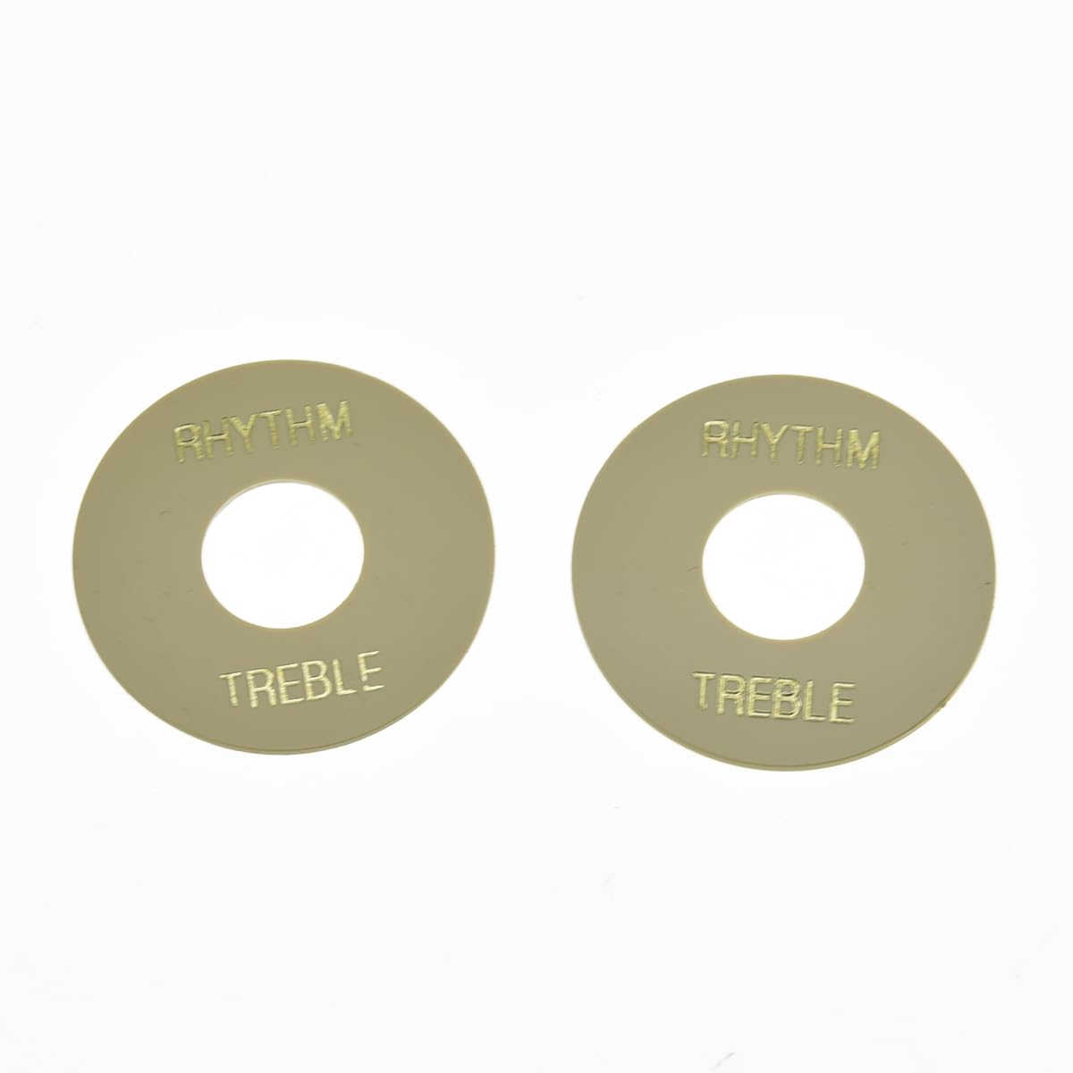 KAISH 2pcs Cream with Gold Letter LP Guitar Toggle Switch Washer Plate Rhythm Treble Ring for Les Paul