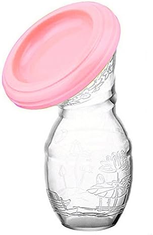 Portable Hands-Free Silicone Manual Breast Pump with Lid Breastfeeding Milk Saver Suction Carry Pouch, BPA Free Food Grade Silicone