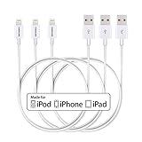 [3-Pack] Poweradd Apple MFi Certified 8-Pin Lightning to USB Cable Charge and Sync for iPhone 6s Plus / 6s / 6 Plus / 6 / 5s / 5c / 5, iPad Pro, iPad Air 2 / 1, iPad mini 4 / 3 / 2, iPad 4th gen, iPod touch 5th / 6th, iPod nano 7th - 3.3 Feet (1 Meters) - White