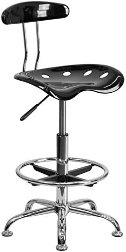 Flash Furniture Vibrant Black and Chrome Drafting Stool with Tractor Seat, 50.8 x 43.82 x 104.14 cm