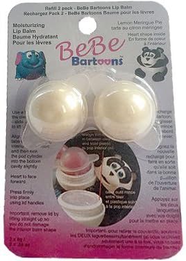 Bebe Bartoons Fun Lip Balm Collectible Animal Characters Refill Pods - Lemon Meringue - One Set of 2 Refill Pods