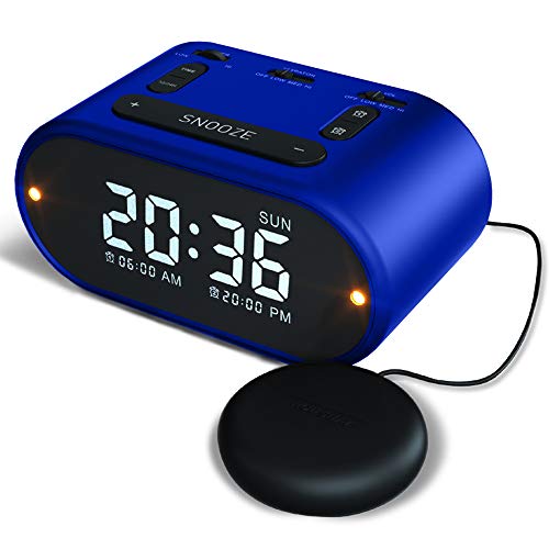 RIPTUNES Digital Loud Alarm Clock with Bed Shaker for Heavy Sleepers