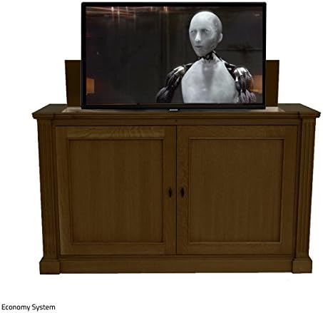 TV Lift - Handcrafted Jefferson TV Lift Cabinet (Economy System) (50" TV - Foot of the Bed Cabinet, Dark Brown (Finish) - White Oak Quartersawn (Wood))