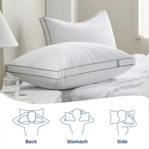 Bedsure Goose Down Pillows Standard Size Set of 2 White Feather