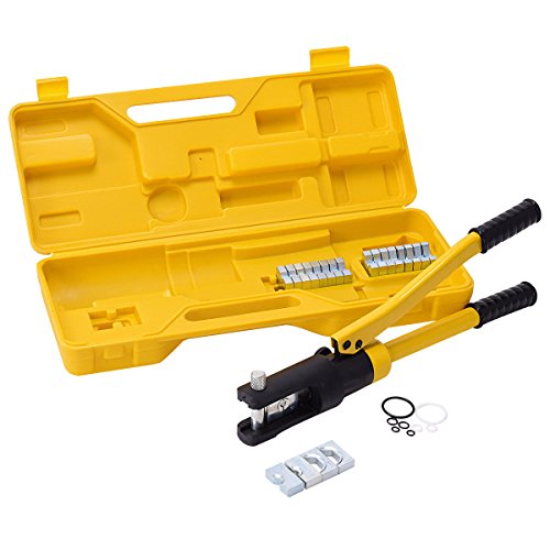 Wire Terminal Crimper Hydraulic Battery Cable Lug Crimping Tool w/Dies 16 Ton Plier for comfort and control and a convenient on/off knob