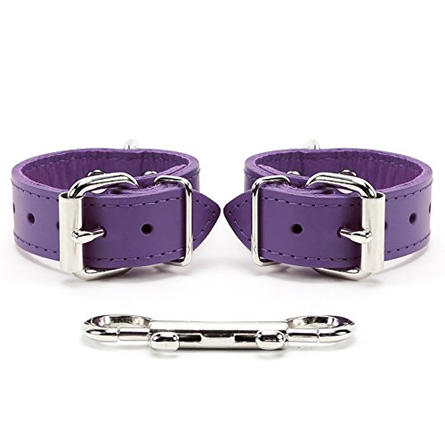 Amelia Wrist and Ankle Cuffs Full Grain Leather Stylish Handcuffs Leg Cuffs (Purple, Wrist)