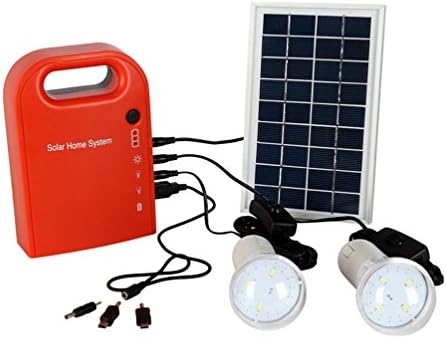 GAMILY Portable Home Outdoor Small DC Solar Panels Charging Generator Power Generation System 4.5Ah / 6V Batteries with 6000K-6500K White LED Bulb and Mobile Phone Charging Function