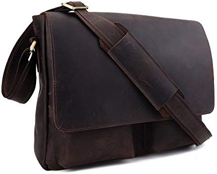 LHXHL men's laptop bag handbag Messenger bag leather Messenger bag brand shoulder bag simple retro style