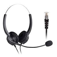 for Cisco IP Phones Headset, PChero Binaural Hands-Free Call Center Noise Cancelling Corded 4-Pin RJ9 Crystal Headset Headphone with Mic for Cisco IP Desk Phones