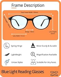 Blue Light Reading Glasses Round Frame Spring Hinge