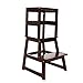 UNICOO- Kids Step Stool, Kids Learning Stool, Children Kitchen Step Stool, with Safety Rail-Solid Wood Construction. Perfect for Toddlers (Espresso-01)