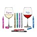 Glass Artist Wine Glass Markers - Pack of 8 with Stencils, Metallic Markers, Glass Charms, Erasable, Safe - Wine Accessories