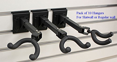 Top Stage Set of 10 Guitar Hanger Slatwall Black Steel Foam 3" OC Adjustable 270° JX11-Q10