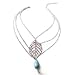 Women's Day Gift Multi-chain Bohemian Style Armlet Armband Simulated Turquoise Bead Chain Silver Leaf