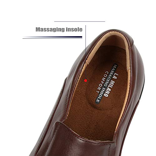 La Milano Wide Width Men's Leather Dress Shoes Slip On Square Toe