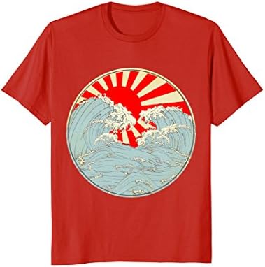 Mens Japanese T Shirt - The Great Wave off Kanagawa Vintage Art Small Red