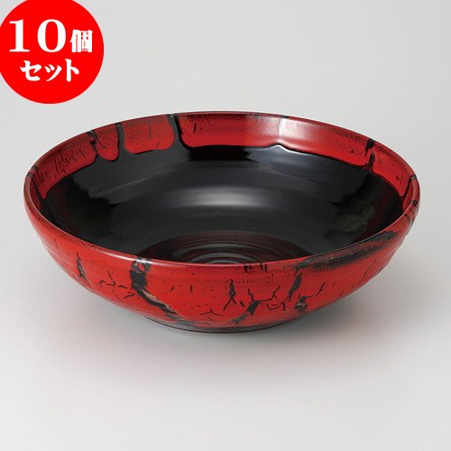 10個セット鬼深紅 丸尺鉢 [ 31.5 x 9.5cm 2150g ] 【 特選盛込鉢 】 【 料亭 旅館 和食器 飲食店 業務用 】   B07518SMN8