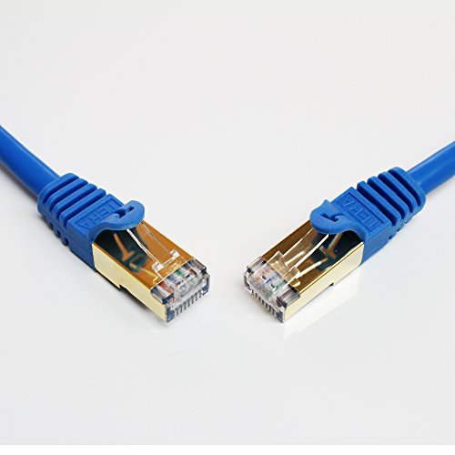 Tera Grand - Premium CAT7 Double Shielded 10 Gigabit 600MHz Ethernet Patch Cable for Modem Router LAN Network - Built with Gold Plated & Shielded RJ45 Connectors, 14 Feet Blue - Thumbnail 2