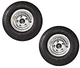 2-Pack Trailer Tires On Galvanized Rims 18.5-8.5-8 215/60-8 Load C 5 Lug