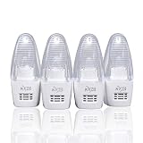 KMC Plug-in Night Light - 4-Pack, Smart Dusk-to-Dawn Sensor, 0.3W Warm White 2700K, Bedroom, Bathroom, Kitchen, Hallway, Stairs, Energy Efficient, Compact
