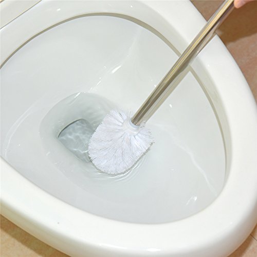Greenour Toilet Brush 304# Stainless Steel Toilet Bowl Brush Strong Bristles Toilet Bowl Cleaning Brush for Bathroom Toilet with 2 Replacement Brush Head - Thumbnail 6