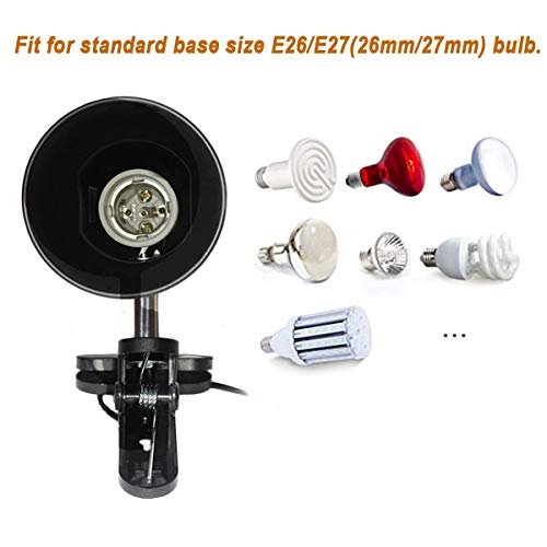 Reptile Heat Clamp Light Fiture - Flexible Basking Heating Light Bulb Clip-on Holder, Terraium Habitat Lighting Stand with 360 Degree Adjustable Head for UVB UVA Ceramic Infrared Heating Bulb - Thumbnail 3