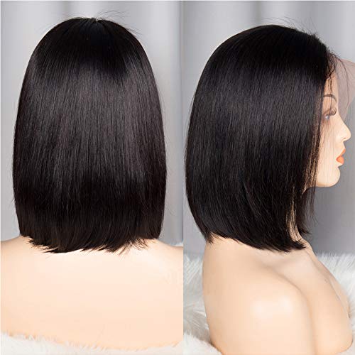 Geeta hair Human Hair Lace Front 13x4 Wigs Bob 150 Density Brazilian Virgin Human Hair Short Bob Wigs Straight Hair Natural Colo (8 Inch, 13x4 lace front wigs bob)