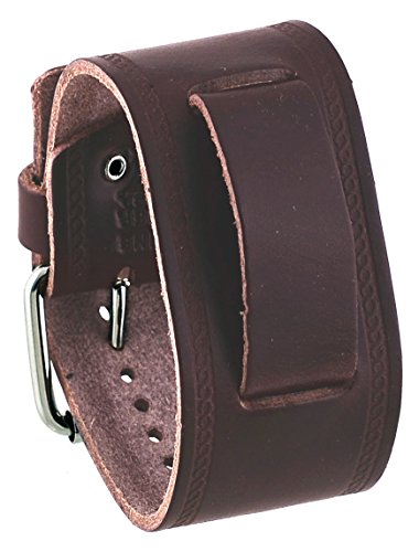 Nemesis #HST-BB Unisex Dark Brown Wide Leather Cuff Wrist Watch Band