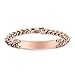 Free Engraving-Unisex Stainless Steel Curb Chain Blank ID Bracelets for Customize, Rose Gold Plated