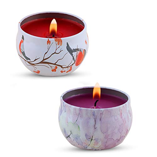 KitchenGynti Scented Candles, Lavender, Rose Candles with Soy Wax Candle for Stress Relief and Aromatherapy, Candles – 2 Pack