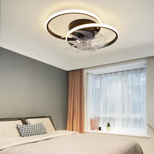 Homefire LED Ceiling Fan with Light – 36W Black Lamp Ceiling Fan Silent and Remote Control Dimmable 6 Speeds Ceiling Fans and Reversible DC Motor for Bedroom Kitchen