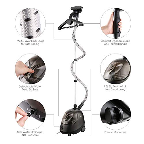AICOK Steamer for Clothes, Large Transparent Water Tank, Drain Design