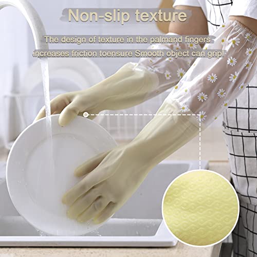 Reusable Kitchen Cleaning Gloves - 3 Pairs Dishwashing Rubber Gloves