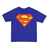 Superman Classic Shield Logo Little Boys T-shirt - Blue (Juvy Large (7))