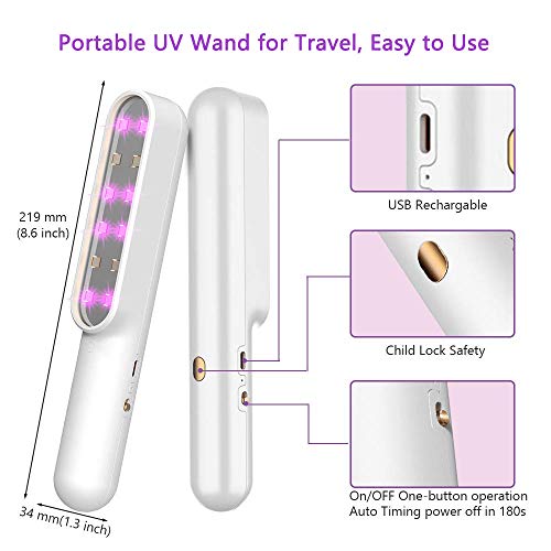 UV Light Sanitizer,UV Wand,UVC Light Sterilizer, Portable UV Wand for