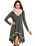 Casual Dress for Women, Meaneor Womens Long Sleeve Casual Irregular Hem Loose Tunic Shirt Dress (Dark Grey,XXL)