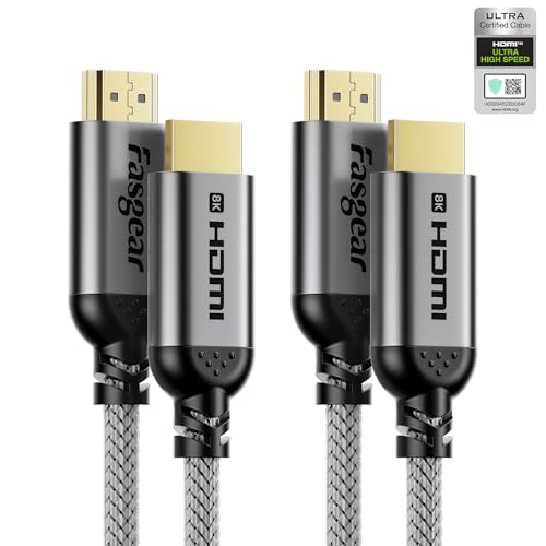 Fasgear 8K HDMI 2.1 Cable 6.6ft Grey
