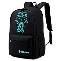 EZONTEQ Casual Daypack Backpack Luminous Water Resistant for College Student Men Backpack Travel Laptop Outdoor Camping, Luminous Backpack Waterproof Black