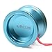 MAGICYOYO Responsive Beginners Yoyo Ball Bearing V6 LOCUS Space Aluminum Metal Yoyos Ball for Learner Kids with Bag Glove 5 Strings Blue