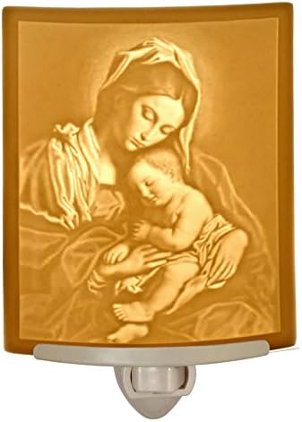 Madonna & Child - Mother Mary Curved Porcelain Lithophane Night