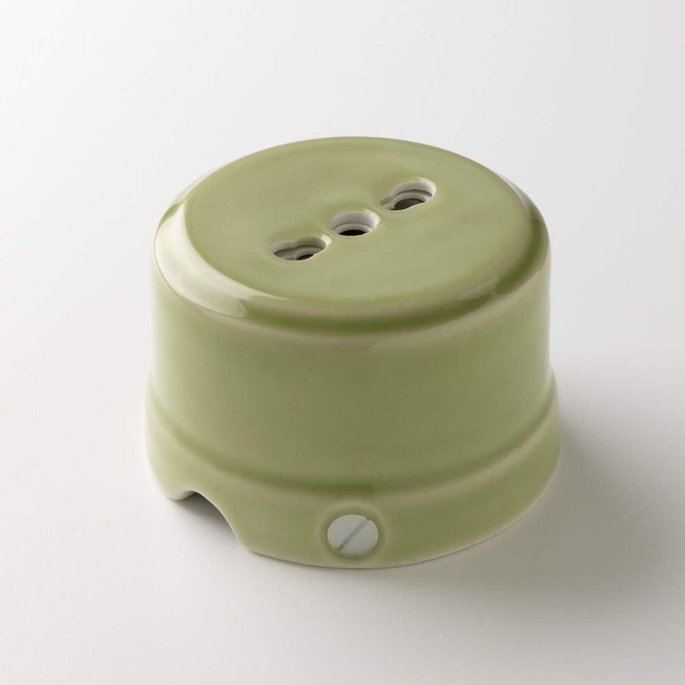 Klartext Belle Époque Vintage Style Double Socket with Textile Cable Made of High Quality Handmade Porcelain Green