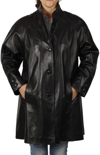 Simons Leather Women's 34 Length Leather Swing Coat 18 Black