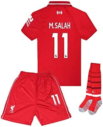 18-19 Home #11 M Salah Liverpool Kids/Youth Soccer Jersey & Shorts & Socks Red