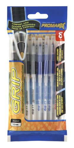 Kittrich Promarx Grip Stick Frosty, Pens, 1.2mm, Assorted Colors, 8 Count (BP25-AF2P08-48), Office Central