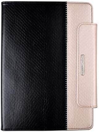 Thankscase for iPad Pro 12.9 2018, Rotating TPU Smart Cover with Pencil Holder [Support Pencil Charging], Swivel Leather Case with Wallet Pocket, Hand Strap for iPad Pro 12.9 3rd Gen -Black Champagne