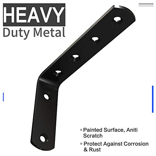 image for LuckIn L Brackets 3 x 5 inch, Corner Brackets Stainless Steel with Scr