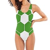 Women's Swimsuits - Soccer Ball Heart On Green