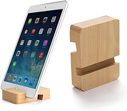 MYLB Wooden Cell Phone Stand, Universal Desktop Phone Stand Portable Mobile Tablet Holder, Natural